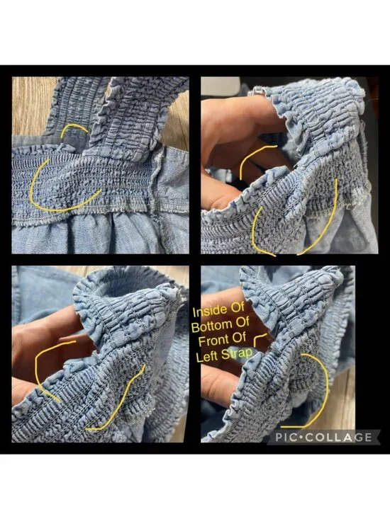 A.N.A Tank Top Womens M Blue Chambray Square Neck Smocked Spring Summer Casual - Picture 11 of 12